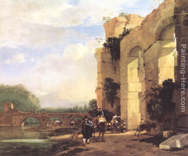 Italian Landscape with the Ruins of a Roman Bridge and Aqueduct